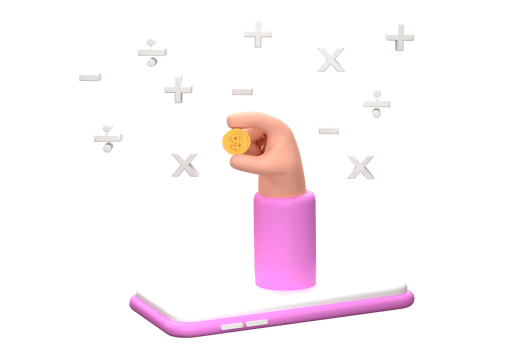 hand holding a coin out of the smartphone. For business and finance concept. png