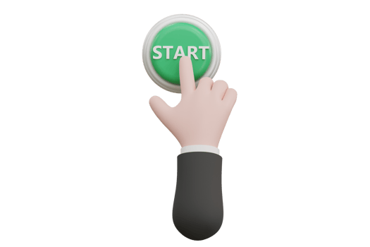 Cartoon hand pressing the green button. system control png