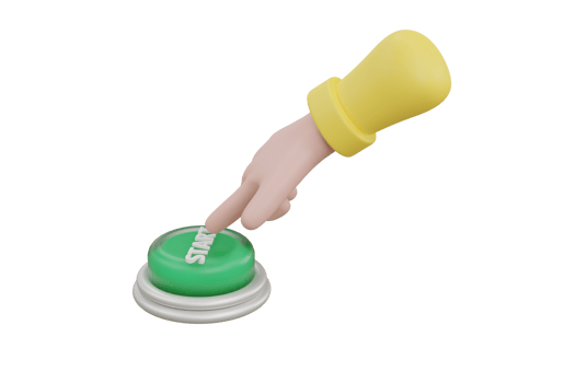 Cartoon hand pressing the green button. system control png