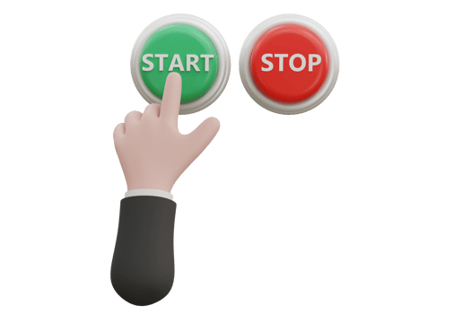 Cartoon hand pressing the green button. system control png