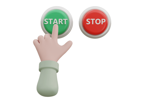 Cartoon hand pressing the green button. system control png