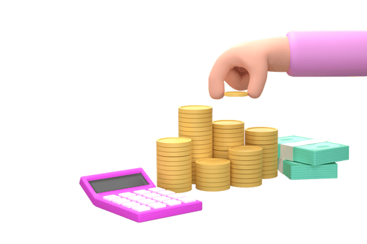 Cartoon hand put coin to money staircase. Making money. For business and finance concept. png