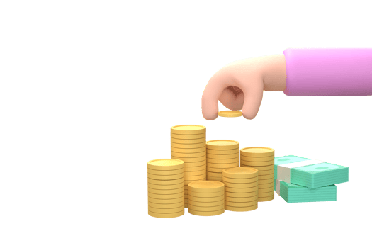 Cartoon hand put coin to money staircase. Making money. For business and finance concept. png