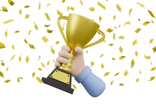 Cartoon businessman character hand holding victory prize cup trophy png