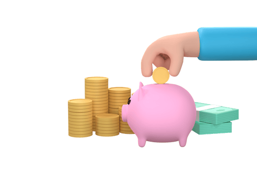 cartoon hand drop piggy bank saving money. Business finance planner. png
