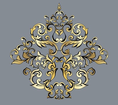 Vector damask vintage baroque scroll ornament swirl. Victorian monogram heraldic shield swirl. Retro floral leaf pattern border foliage antique  acanthus calligraphy engraved tattoo.Tile decor element