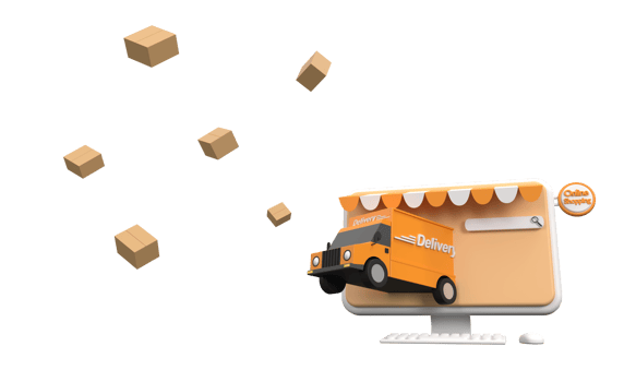 3D. E-commerce concept, Shopping online and delivery service on computer application. png