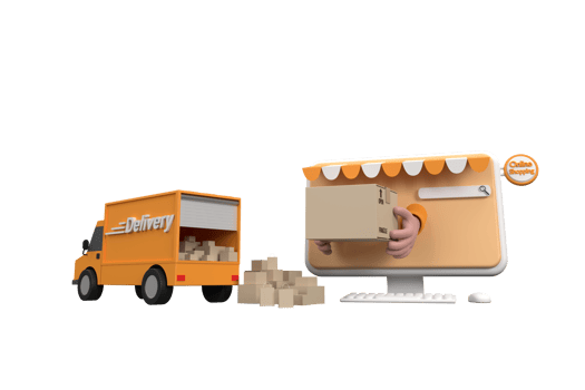 3D. E-commerce concept, Shopping online and delivery service on computer application. png