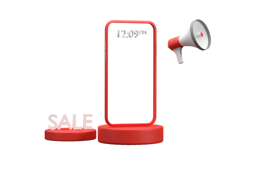 3D. Black Friday promotion, megaphones on a black background. png