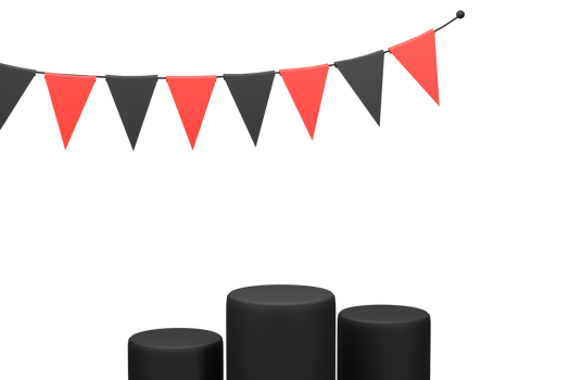 3D. Black Friday shopping, podiums and flags. png