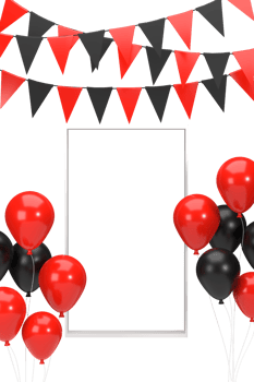 3D. shopping expo that includes flags and balloons png