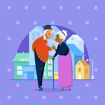 Grandparents Hold Hands Together Concept vector