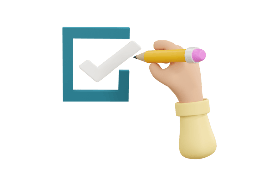 3D. Cartoon hand Checklist concept, checking mark on the check boxes with marker png