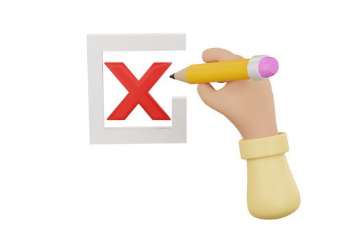3D. Cartoon hand Checklist concept, checking mark on the check boxes with marker png
