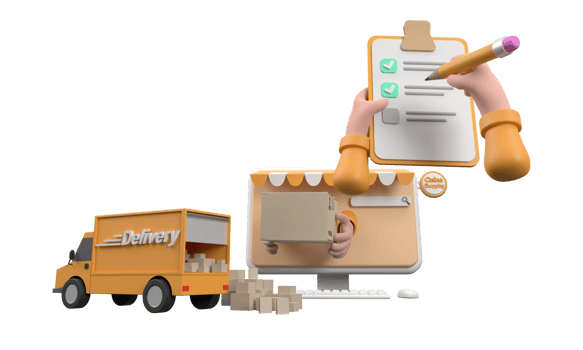 3D. Cartoon hand of a courier's make checked and hand writing on clipboard png