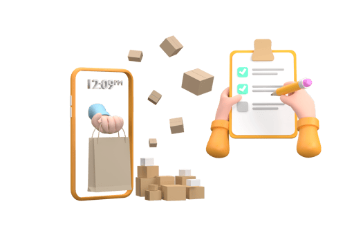 3D. Cartoon hand of a courier's make checked and hand writing on clipboard png
