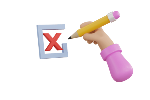 3D. Cartoon hand Checklist concept, checking mark on the check boxes with marker png
