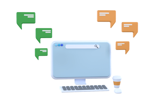 Computer with short messages. Chatting with friends and sending messages. png