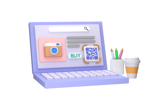 Online shopping. Open laptop, Online store concept. Banner for marketing and promotion ecommerce. png