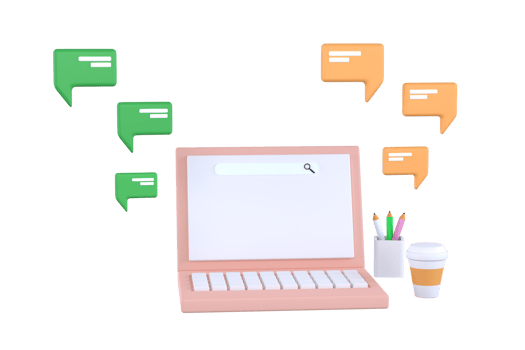 Laptop  with short messages. Chatting with friends and sending messages. png