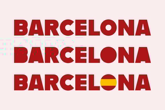 Barcelona Spain, Typography Designs Isolated Vector. Group of Barcelona Catalonia Text Banner Signs, For T-shirts, Posters, Postcards and More. vector