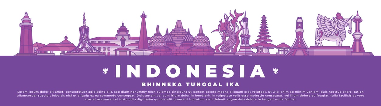 Indonesia banner city landmark vector