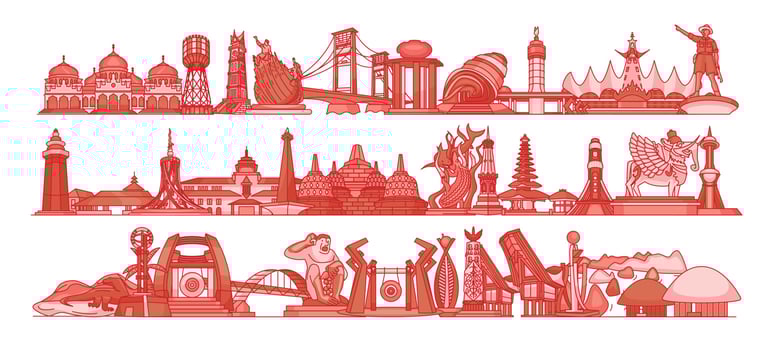 Indonesia landmark province complete vector