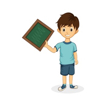 boy character holding blackboard vector