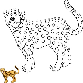 Dot to Dot Cheetah Coloring Page for Kids vector