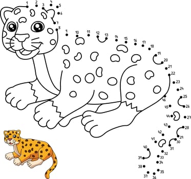 Dot to Dot Jaguar Coloring Page for Kids vector