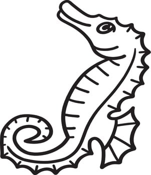Sea Horse Isolated Coloring Page for Kids vector