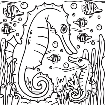 Sea Horse Coloring Page for Kids vector