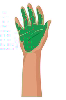 hand with green paint vector
