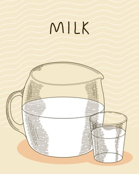 milk jar and glass vector
