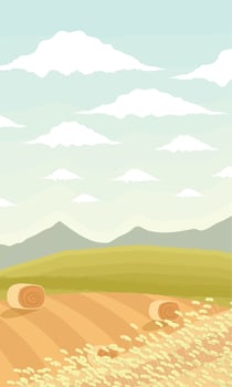 rural landscape with wheat harvest vector