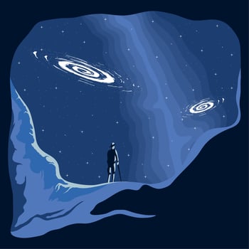 man in milky way vector