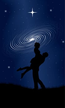 couple in milky way vector