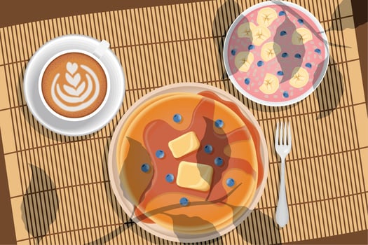 delicious breakfast air view vector