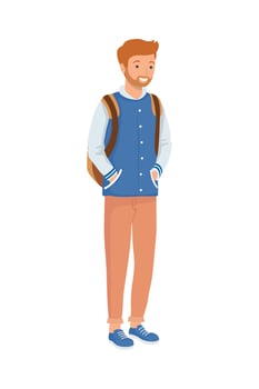bearded student boy vector