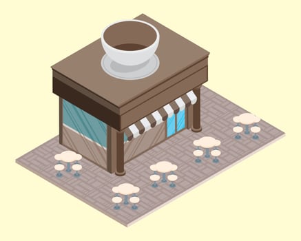 coffee shop isometric building vector