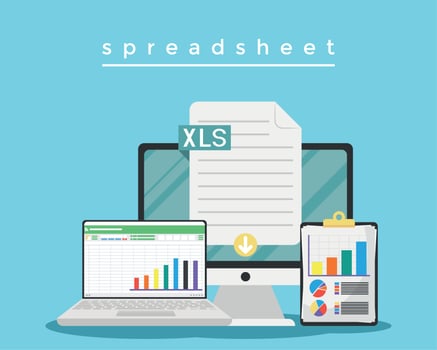 spreadsheet in desktop and laptop vector