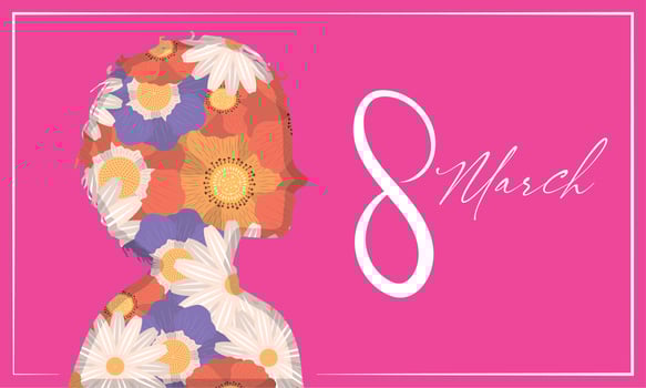 womens day lettering postcard vector