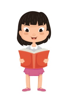 student girl reading book vector