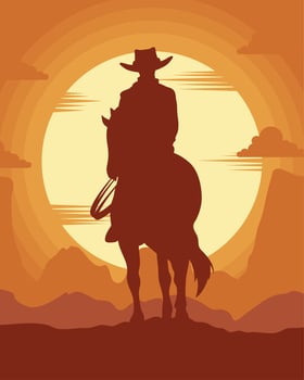 cowboy wild west scene vector