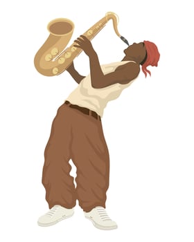 afro saxophonist playing instrument vector