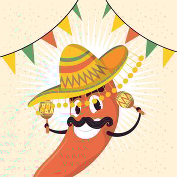 chili mariachi playing maracas vector