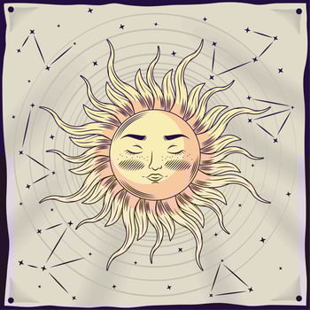 mystic sun with face vector