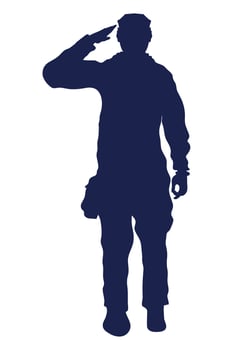 soldier saludating silhouette vector