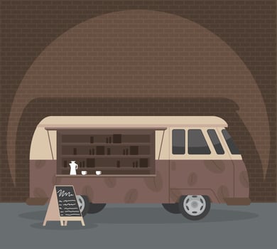 food truck with chalkboard vector
