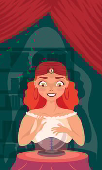 fortune teller with crystal ball scene vector